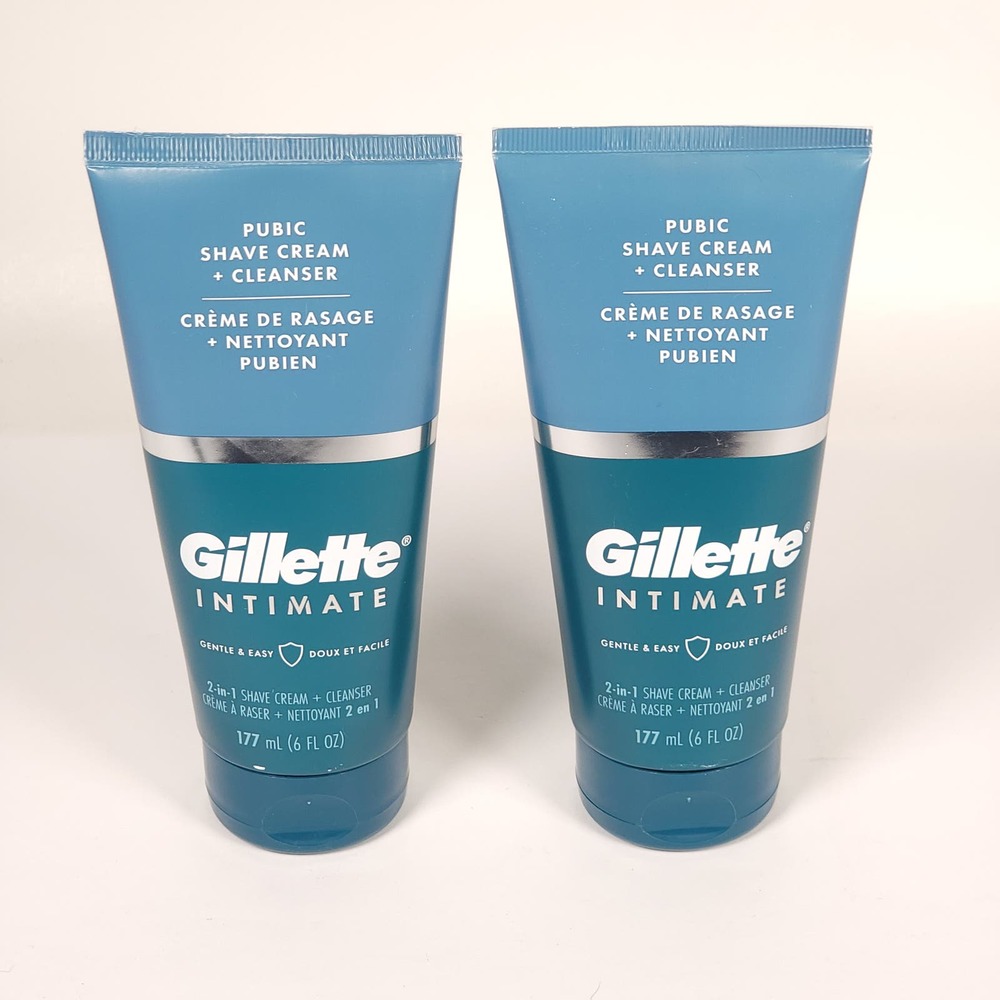 2 Gillette Male Intimate 2-in-1 PUBIC SHAVE CREAM & Cleanser 6oz ea NEW! SEALED!